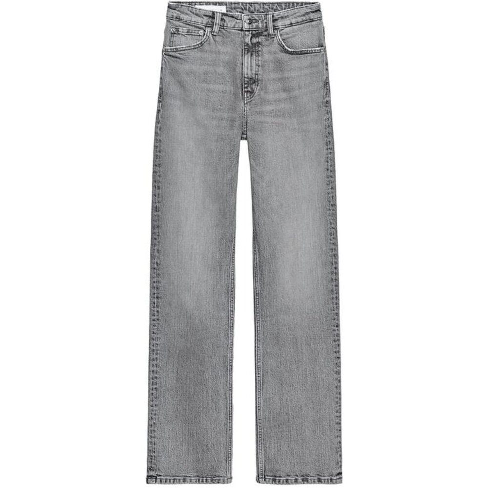 Zara TRF High Waist Straight Leg Gray Jeans